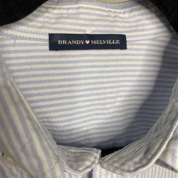 Brandy Melville Women's Button up Top, One Size, Blue & White Stripe - Picture 4 of 9